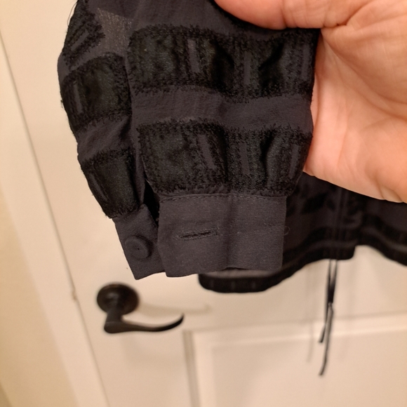 Antik Batik Tunic Womens Size XS Silk Black EUC Drawstring Waistband - Picture 2 of 8